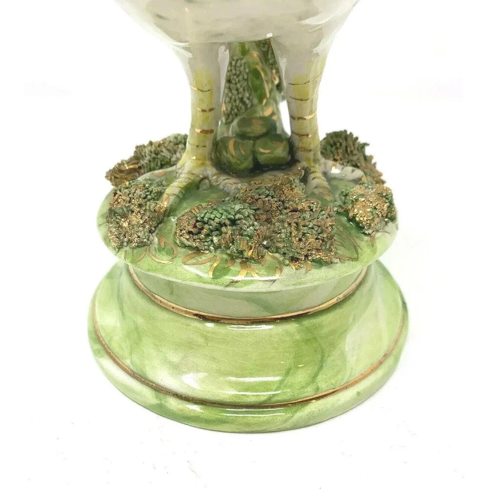 Vintage Freeman Leidy Majolica Ceramic Bird Sculpture 9 3/4